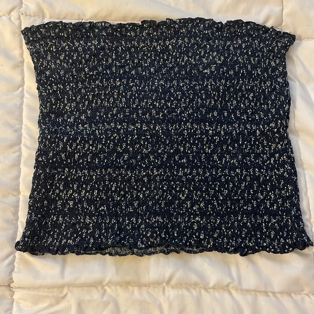 John Galt blue and white flower detailing tube top